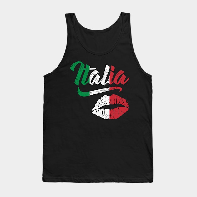 Italia Lips Kiss Flag Italy Italian Italiano Tank Top by E